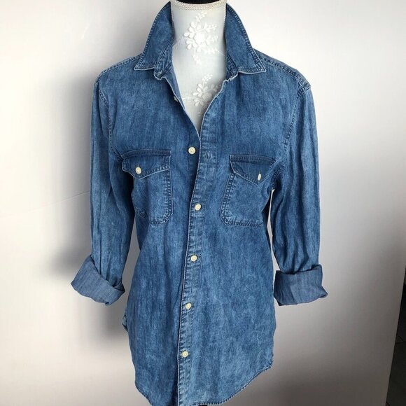 ANGELO LITRICO Mens Blue Denim Shirt Slim Fit Button Down 100% cotton US S 37-38 - Picture 11 of 16